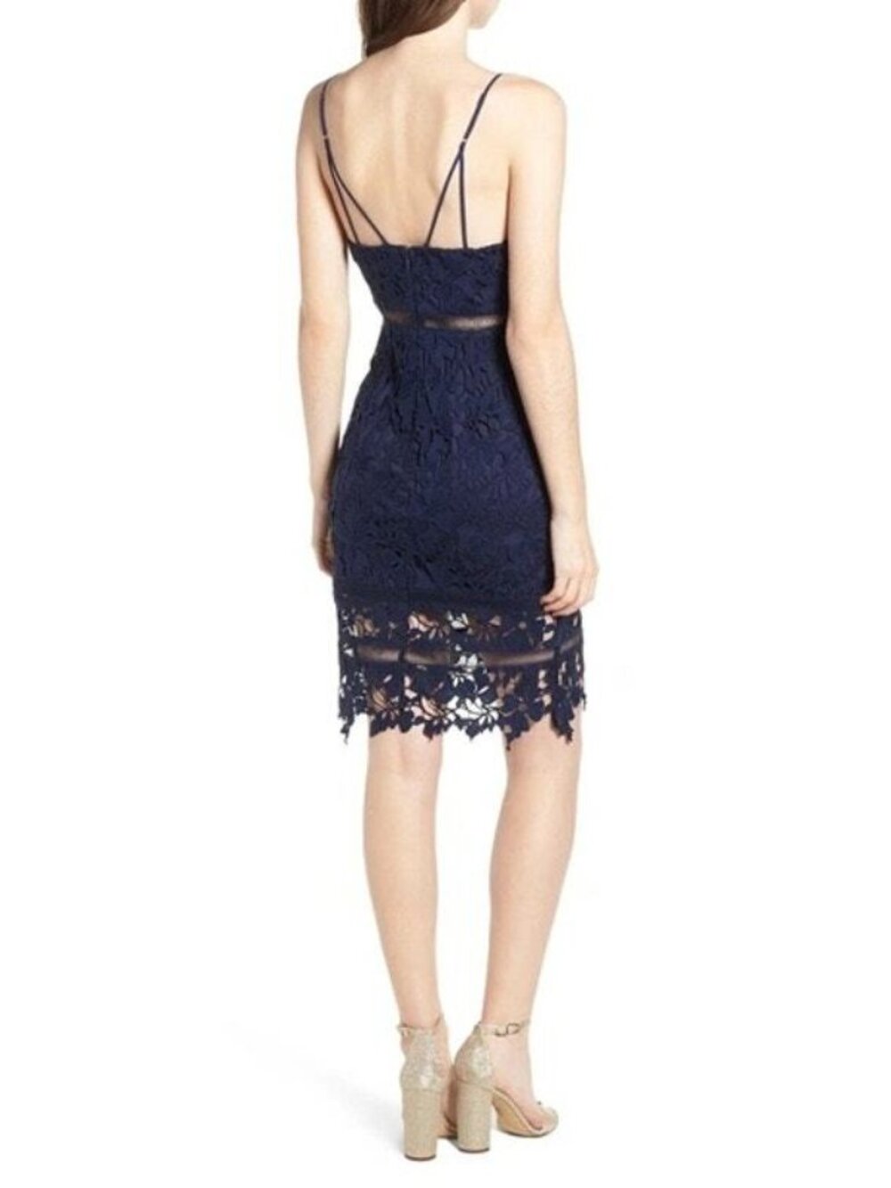 ASTR The Label | Navy Lace Cutout Midi Dress Small - Picture 2 of 12